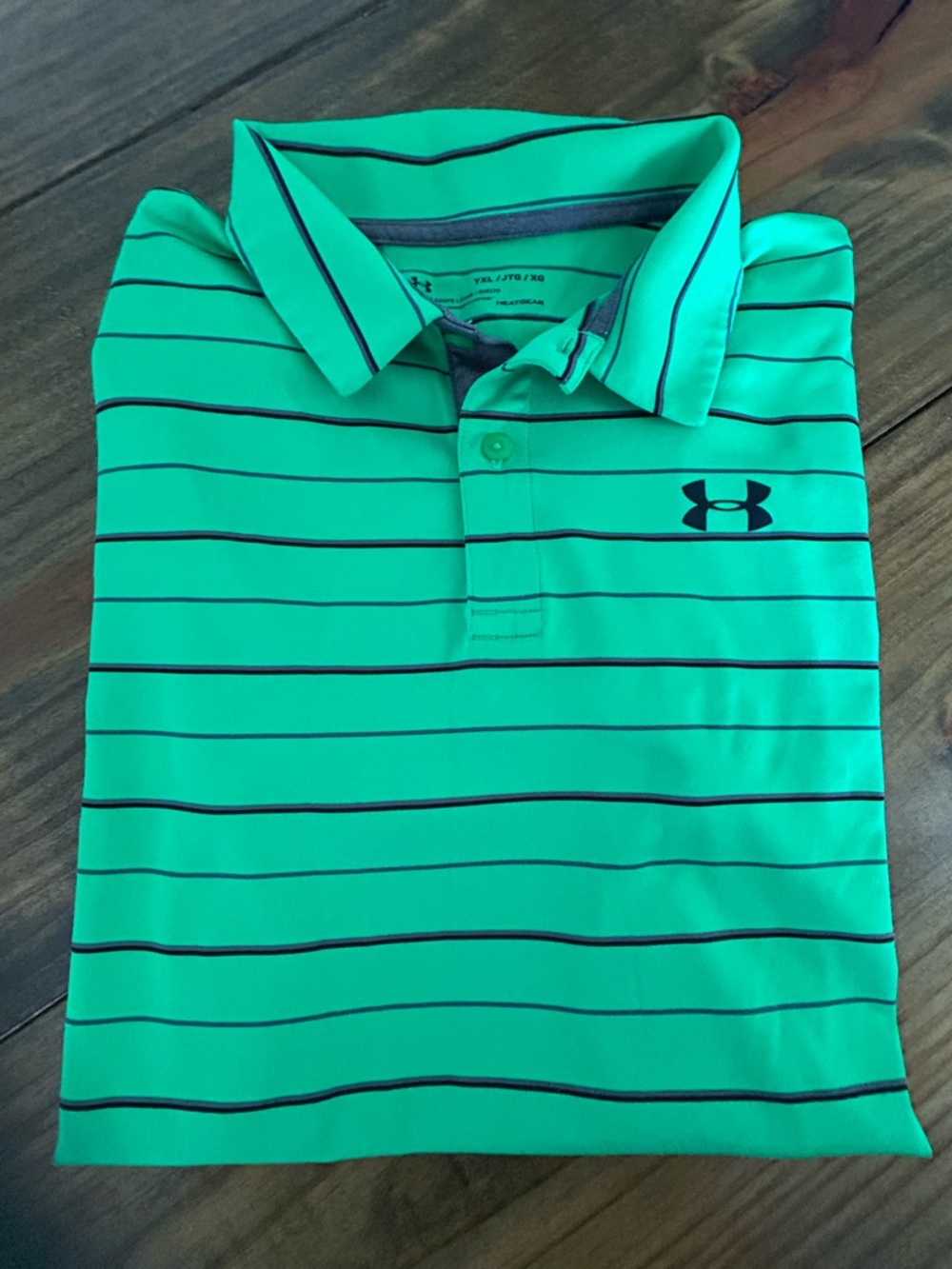 ✨Under Armour Green Striped Golf Polo